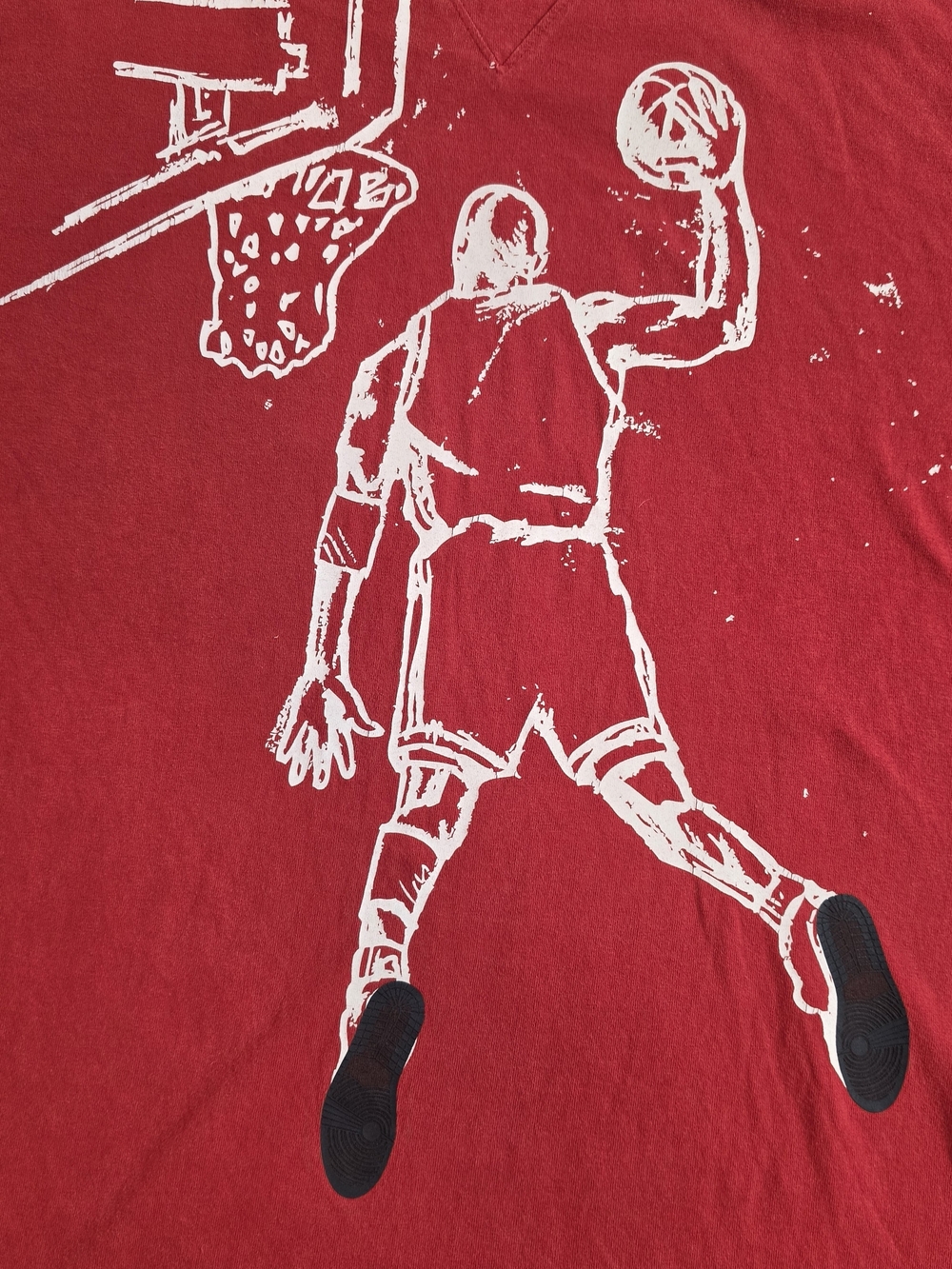 Vintage Jordan Brand Slam Dunk Sketch T-Shirt Red Mens XL AJ1 Graphic Tee